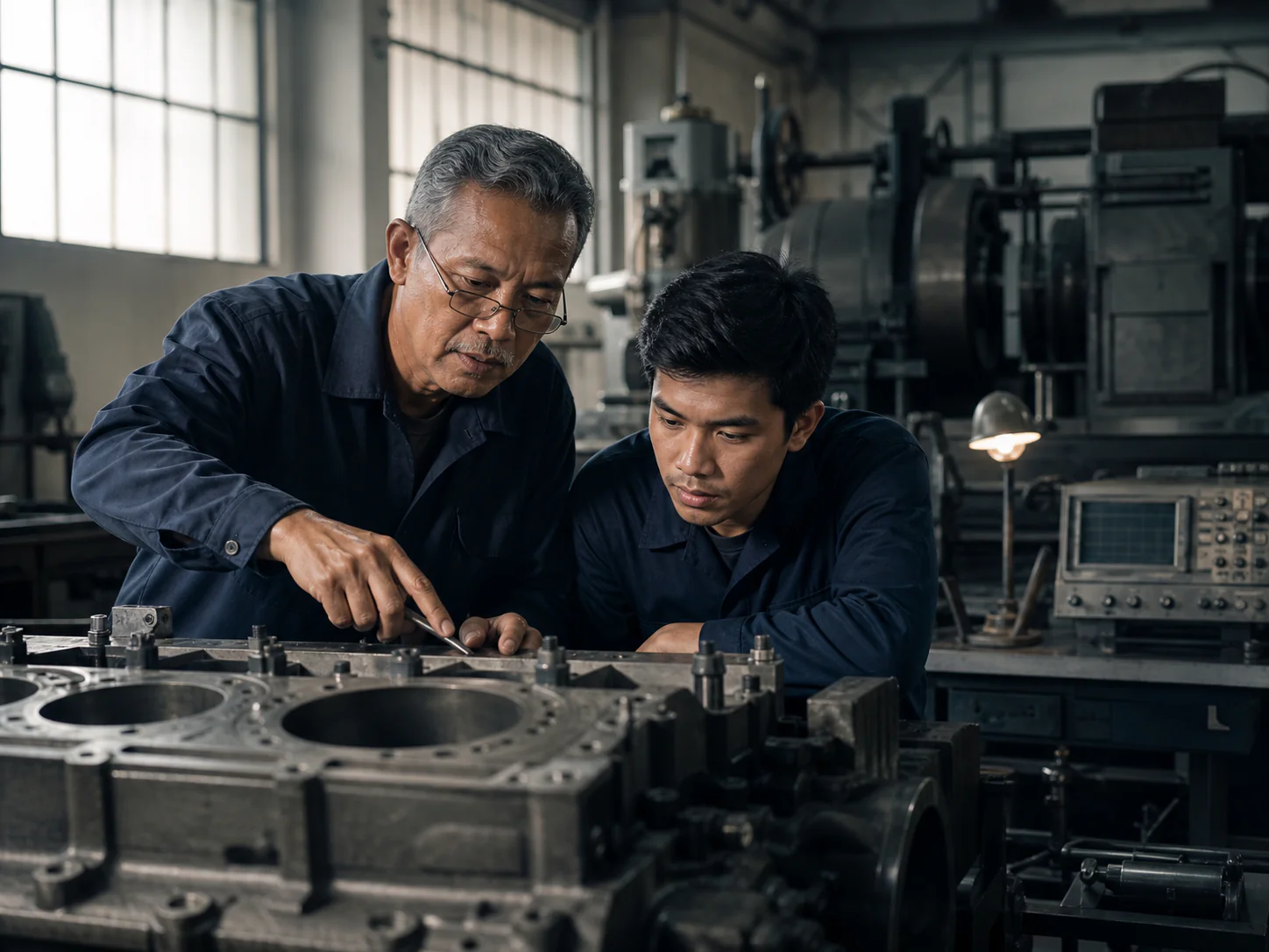 Experienced Bumiloka engineer mentoring the next generation